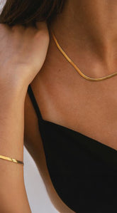 Chain Bracelet Necklace And Bracelet Set - Gold